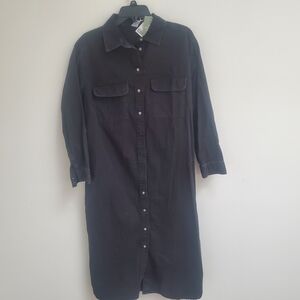 &Denim Black Button-Up Denim Dress size M